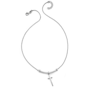 Leslie's Sterling Silver RH-plated Polished Cross w/1in ext. Necklace — alternate view