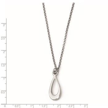 Leslie's Sterling Silver Polished Teardrop w/1in ext. Necklace — alternate view