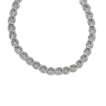 Leslie's Sterling Silver Polished & DC w/1in ext. Necklace — alternate view