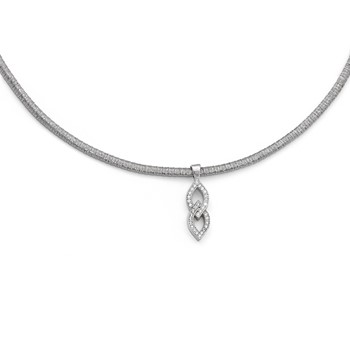 Leslie's Sterling Silver CZ w/2in ext. Necklace