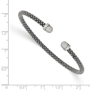 Leslie's Sterling Silver Ruthenium-plated CZ Cuff Bangle — alternate view