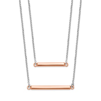 Leslie's Sterling Silver RH-plt Fancy  Rose-tone Bar w/2in ext. Necklace — alternate view