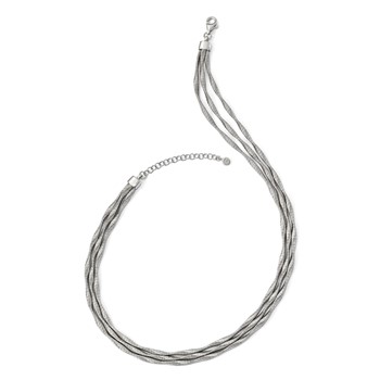 Leslie's Sterling Silver Rhodium-plated 3-strand with 2in ext. Necklace — alternate view