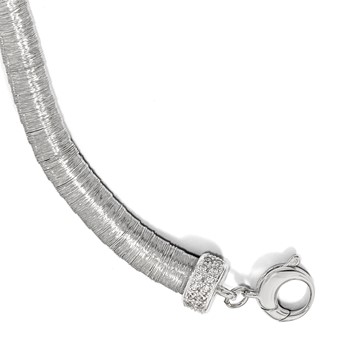Leslie's Sterling Silver Rhodium-plated CZ with 1in ext. Bracelet