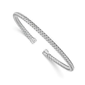 Leslie's Sterling Silver RH-plated Polished Woven Cuff Bangle