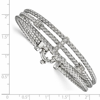 Leslie's Sterling Silver CZ Polished Woven Bracelet — alternate view