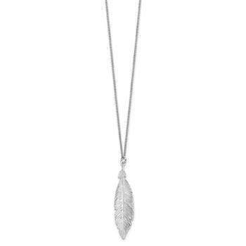 Leslie's Sterling Silver Rhodium-plated Leaf w/1in ext. Necklace — alternate view