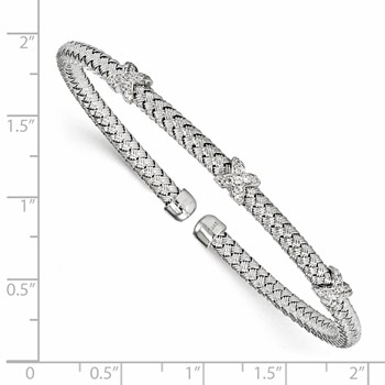 Leslie's Sterling Silver Rhodium-plated CZ Woven Cuff — alternate view