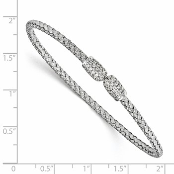 Leslie's Sterling Silver Rhodium-plated CZ Woven Cuff — alternate view