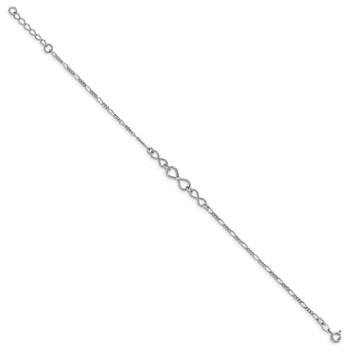 Leslie's Sterling Silver Rhodium-plated Infinity 9 inch Plus 1 inch Extender - Total 10 inch Anklet — alternate view