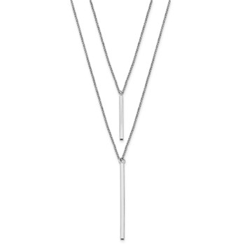 Leslie's Sterling Silver RH-plated Two Strand w/2in ext. Necklace — alternate view