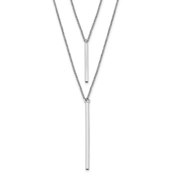 Leslie's Sterling Silver RH-plated Two Strand w/2in ext. Necklace