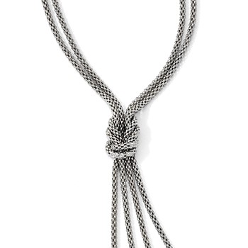 Leslie's Sterling Silver Polished Multi-strand Bead Dangle Knot Necklace — alternate view