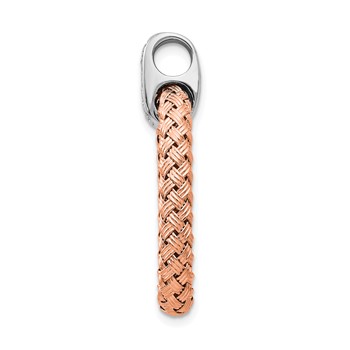 Leslie's Sterling Silver RH-plate Rose Gold-plate CZ Braided Oval Pendant — alternate view