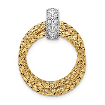 Leslie's Sterling Silver Rhodium-plated Gold-plated CZ Braided Pendant
