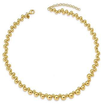 Leslie's Sterling Silver Gold-plated w/2 in ext. Beaded Necklace — alternate view