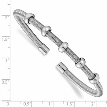 Leslie's Sterling Silver Rhodium Textured & Polished Cuff Bangle — alternate view