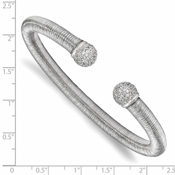 Leslie's Sterling Silver & Rhodium CZ Textured Cuff Bangle — alternate view