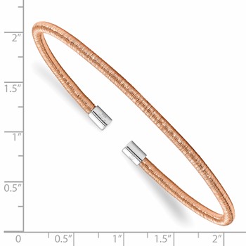 Leslie's Sterling Silver Rose Rhodium Textured Cuff Bangle — alternate view