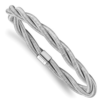 Leslie's Sterling Silver Rhodium Textured Twisted Slip-on Bangle
