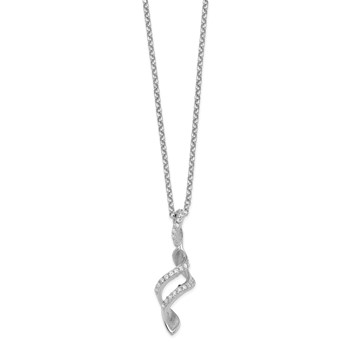 Leslie's Sterling Silver Rhodium CZ Twisted Pendant w/2.5 in ext. Necklace — alternate view
