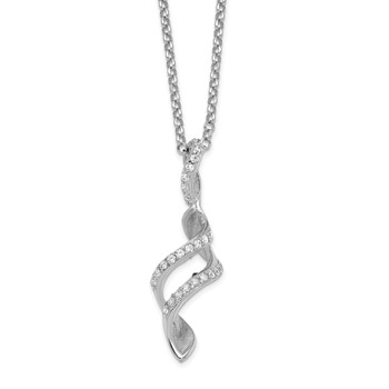 Leslie's Sterling Silver Rhodium CZ Twisted Pendant w/2.5 in ext. Necklace