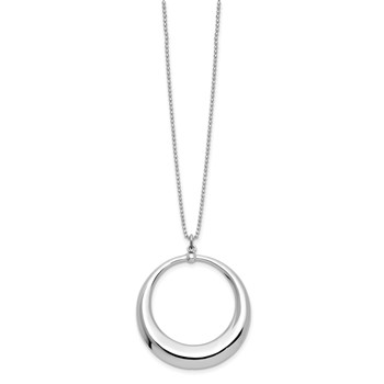 Leslie's Sterling Silver Rhodium-plated Polished Circle Necklace — alternate view