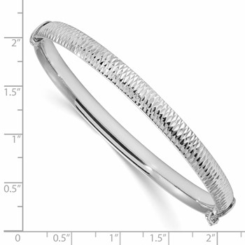 Leslie's Sterling Silver RH-plated Polished & Textured Bangle — alternate view