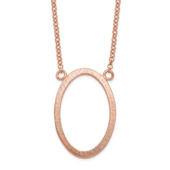 Leslie's Sterling Silver Rose-tone Oval w/2 in ext. Necklace