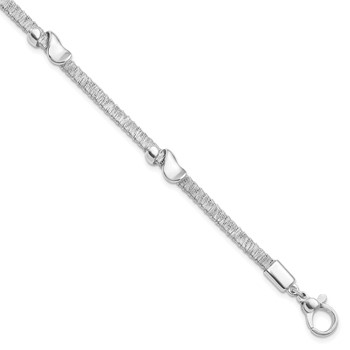 Leslie's Sterling Silver Textured & Polished w/.75 in ext. Bracelet
