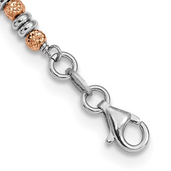 Leslie's Sterling Silver Rose-tone Polished D/C Beaded Necklace — alternate view