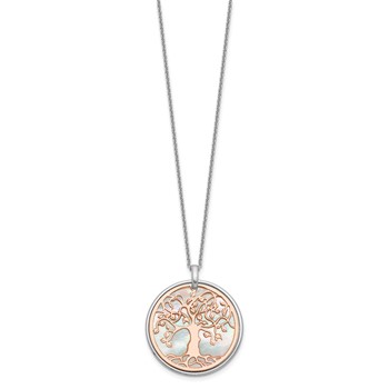 Leslie's Sterling Silver & Rose-tone MOP Tree of Life w/1in ext. Necklace — alternate view