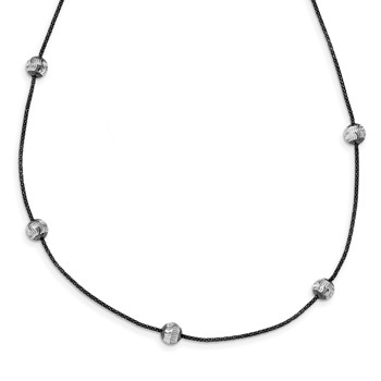 Leslie's Sterling Silver & Ruthenium D/C Bead Necklace