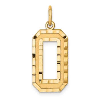 Sterling Silver Gold-plated Large Diamond-cut #0 Charm