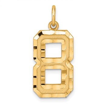 Sterling Silver Gold-plated Large Diamond-cut #8 Charm