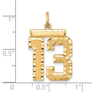 Sterling Silver Gold-plated Large Diamond-cut #13 Charm — alternate view