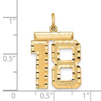 Sterling Silver Gold-plated Large Diamond-cut #18 Charm — alternate view