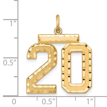 Sterling Silver Gold-plated Large Diamond-cut #20 Charm — alternate view