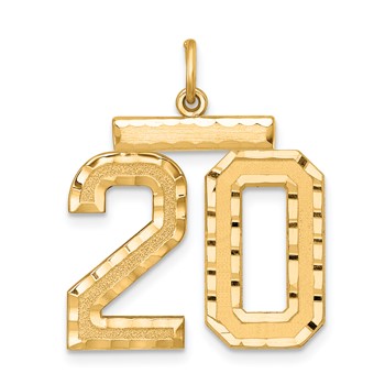 Sterling Silver Gold-plated Large Diamond-cut #20 Charm