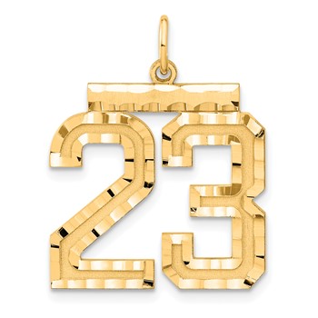 Sterling Silver Gold-plated Large Diamond-cut #23 Charm