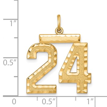 Sterling Silver Gold-plated Large Diamond-cut #24 Charm — alternate view