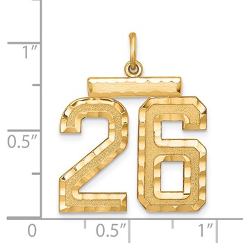 Sterling Silver Gold-plated Large Diamond-cut #26 Charm — alternate view