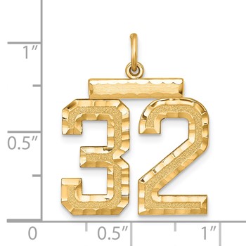 Sterling Silver Gold-plated Large Diamond-cut #32 Charm — alternate view