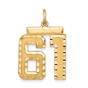 Sterling Silver Gold-plated Large Diamond-cut #61 Charm