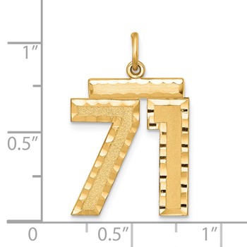 Sterling Silver Gold-plated Large Diamond-cut #71 Charm — alternate view