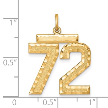 Sterling Silver Gold-plated Large Diamond-cut #72 Charm — alternate view