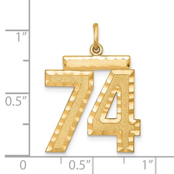 Sterling Silver Gold-plated Large Diamond-cut #74 Charm — alternate view
