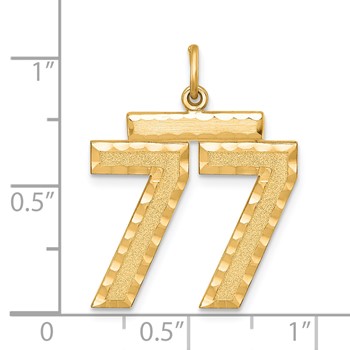 Sterling Silver Gold-plated Large Diamond-cut #77 Charm — alternate view