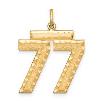Sterling Silver Gold-plated Large Diamond-cut #77 Charm