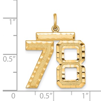 Sterling Silver Gold-plated Large Diamond-cut #78 Charm — alternate view